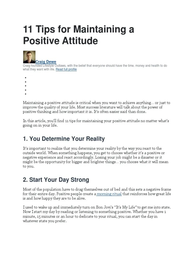 Maintaining A Positive Attitude | PDF | Motivation | Motivational