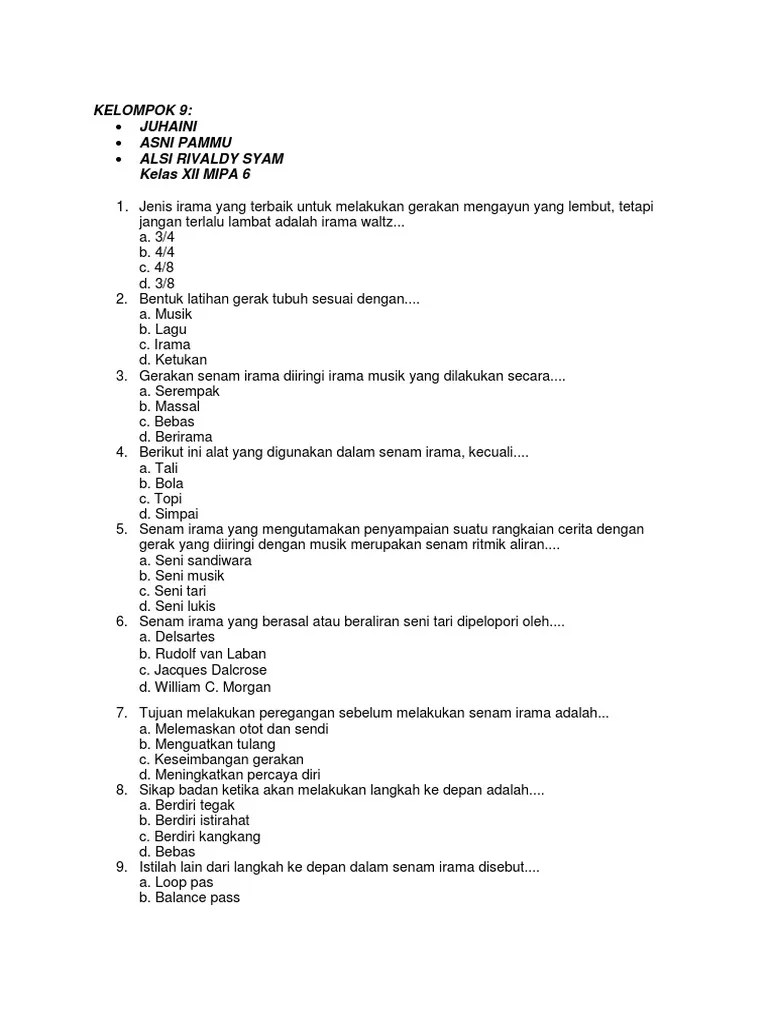 Soal-Soal Senam Irama | PDF