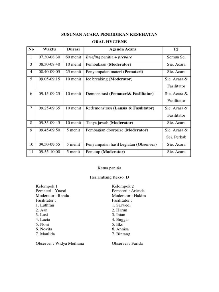 Rundown Penkes Bismillah | PDF