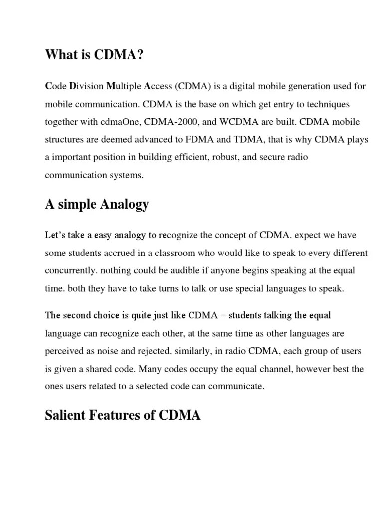 CDMA Tutorial | PDF | Duplex (Telecommunications) | Channel Access Method