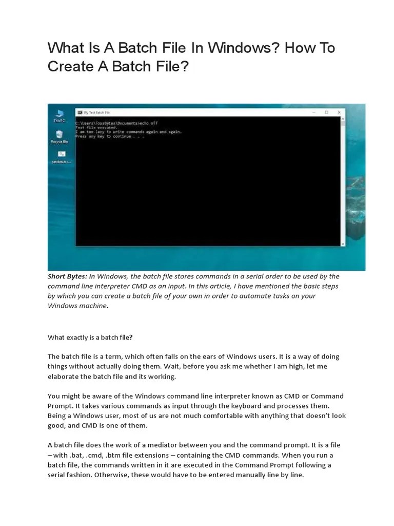 Creating Batch Files | PDF | Command Line Interface | Computer File