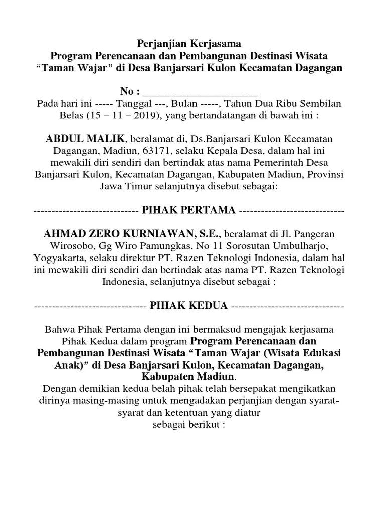 Perjanjian Kerjasama Program | PDF
