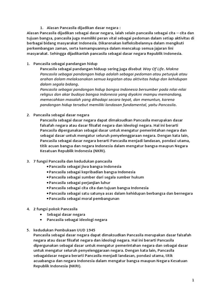 Alasan Pancasila Dijadikan Dasar Negara | PDF