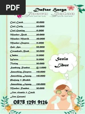Buat pamflet desain daftar harga salon rambut gratis, poster, grafis media sosial, dan video dalam hitungan menit. Salon Pdf