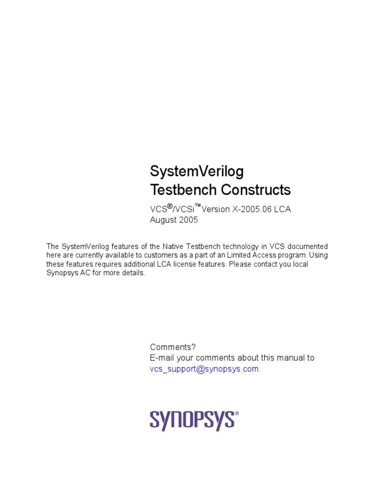 System Verilog Testbench Constructs PDF | PDF | Class (Computer ...