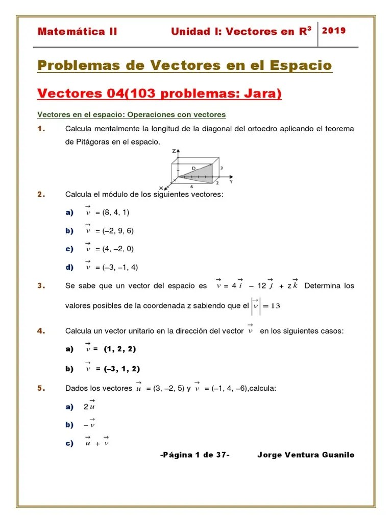 1ra Práctica De Vectores En El Espacio 2019-I | PDF | Vector Euclidiano | Triángulo