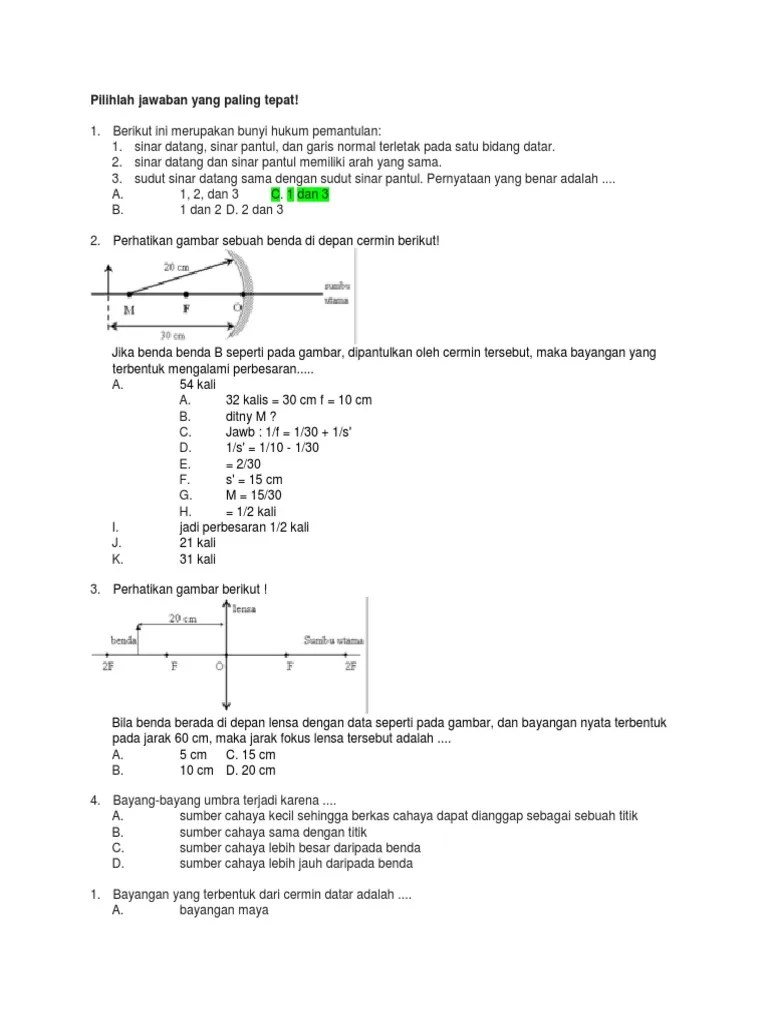 Soal Cermin Datar | PDF
