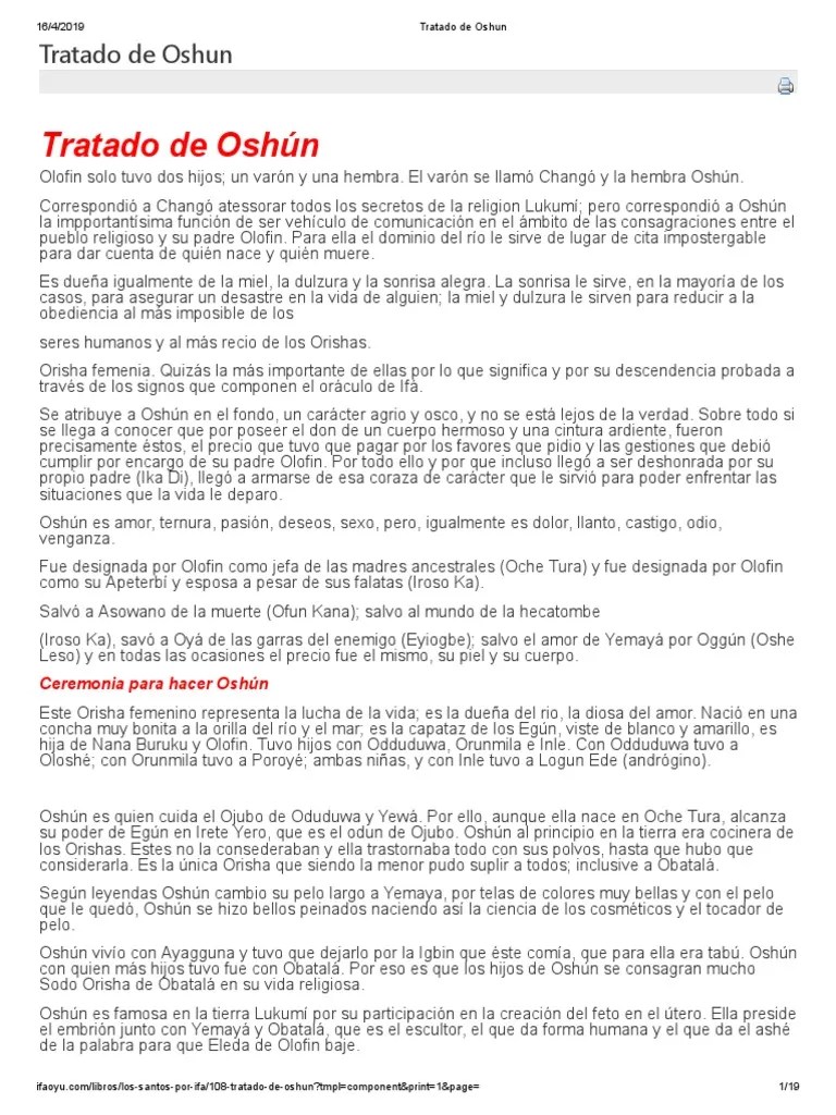 Tratado De Oshun | PDF | Santeria | Religión Y Creencia
