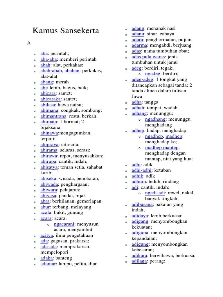 Maybe you would like to learn more about one of these? Kamus Sansekerta