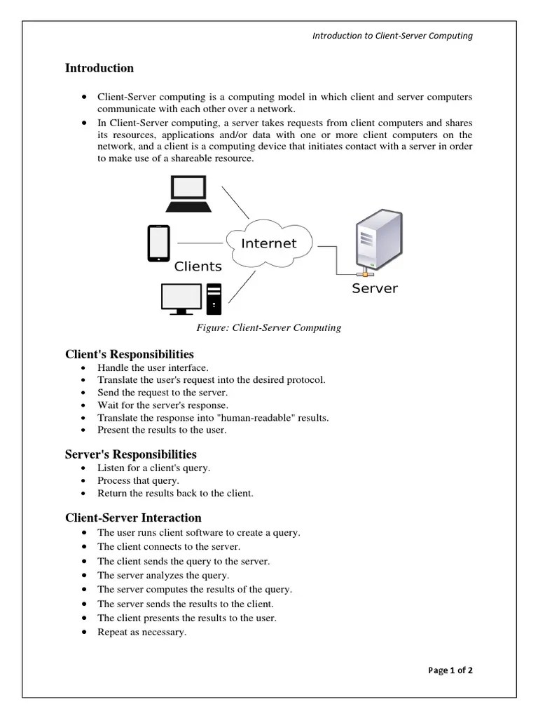 Introduction To Client-Server Computing | PDF | Client–Server Model ...