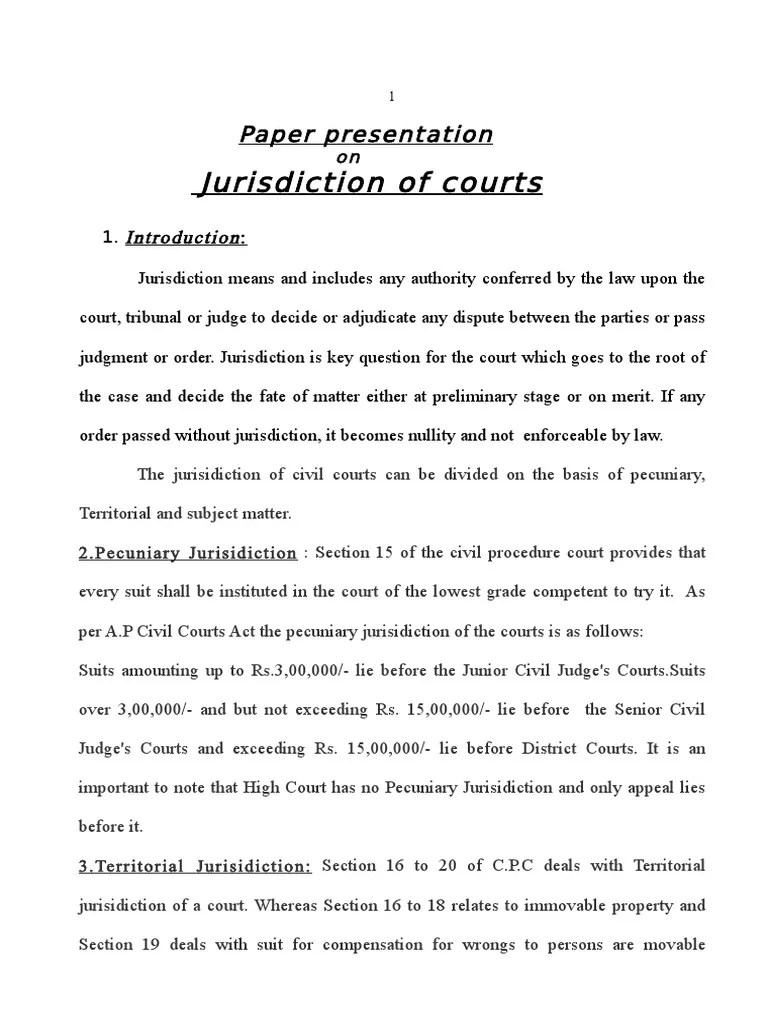 Jurisdiction Of Courts PDF | PDF | Jurisdiction | Lawsuit