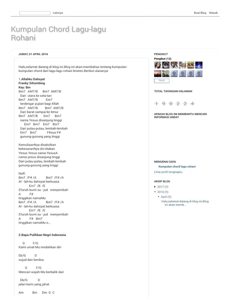 Kumpulan Chord Lagu-Lagu Rohani | PDF