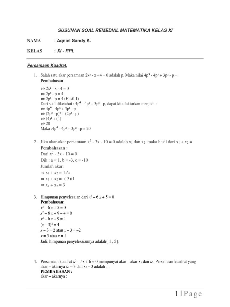 Remedial Uts Matematika | PDF