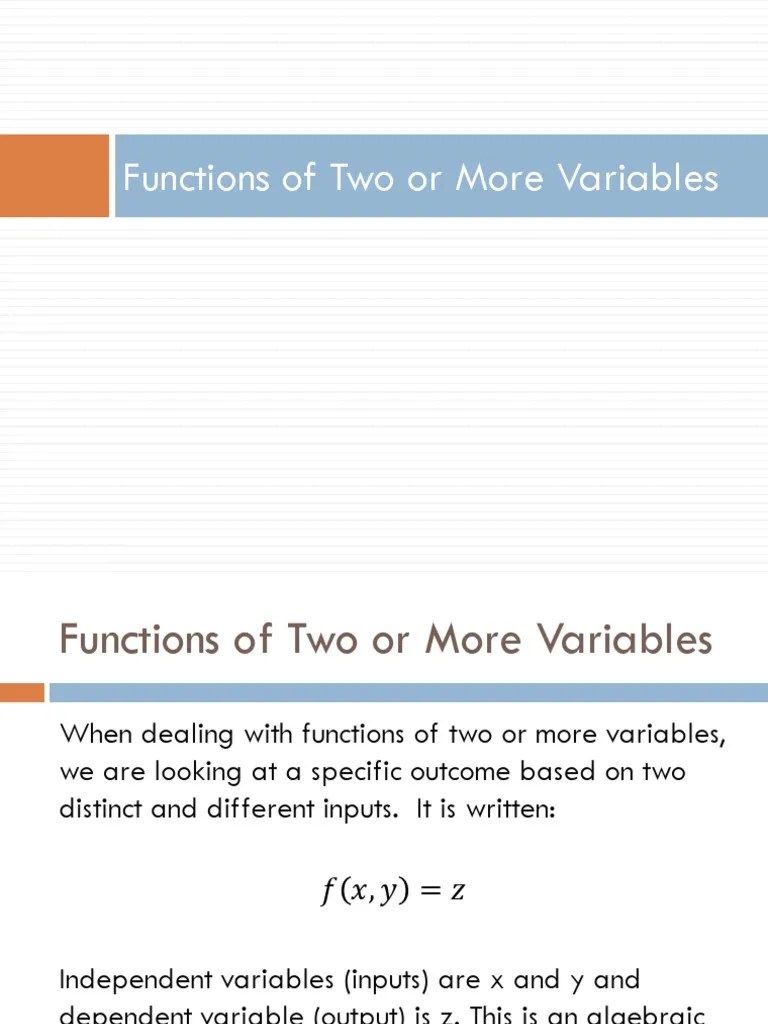 Functions Of Two Or More Variables | PDF | Dependent And Independent ...