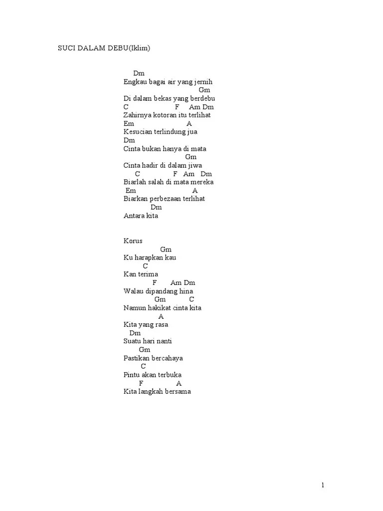 Lirik Dan Kunci Lagu Butiran Debu