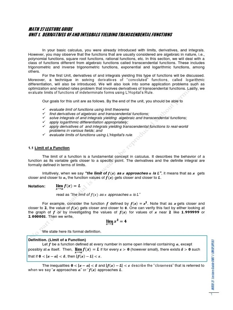 Integral Calculus Notes | Download Free PDF | Derivative | Function ...