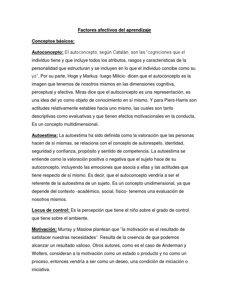 Factores Afectivos Del Aprendizaje | PDF | Motivación | Motivacional