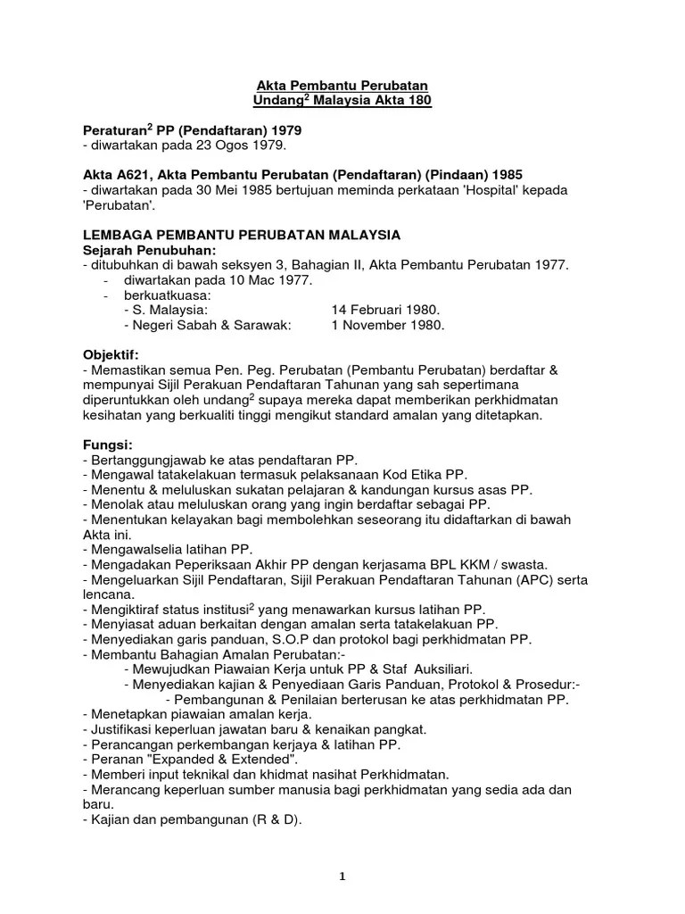 Bersama cawangan perkhidmatan penolong pegawai perubatan malaysia di pengerusikan oleh . Akta Pembantu Perubatan Pdf