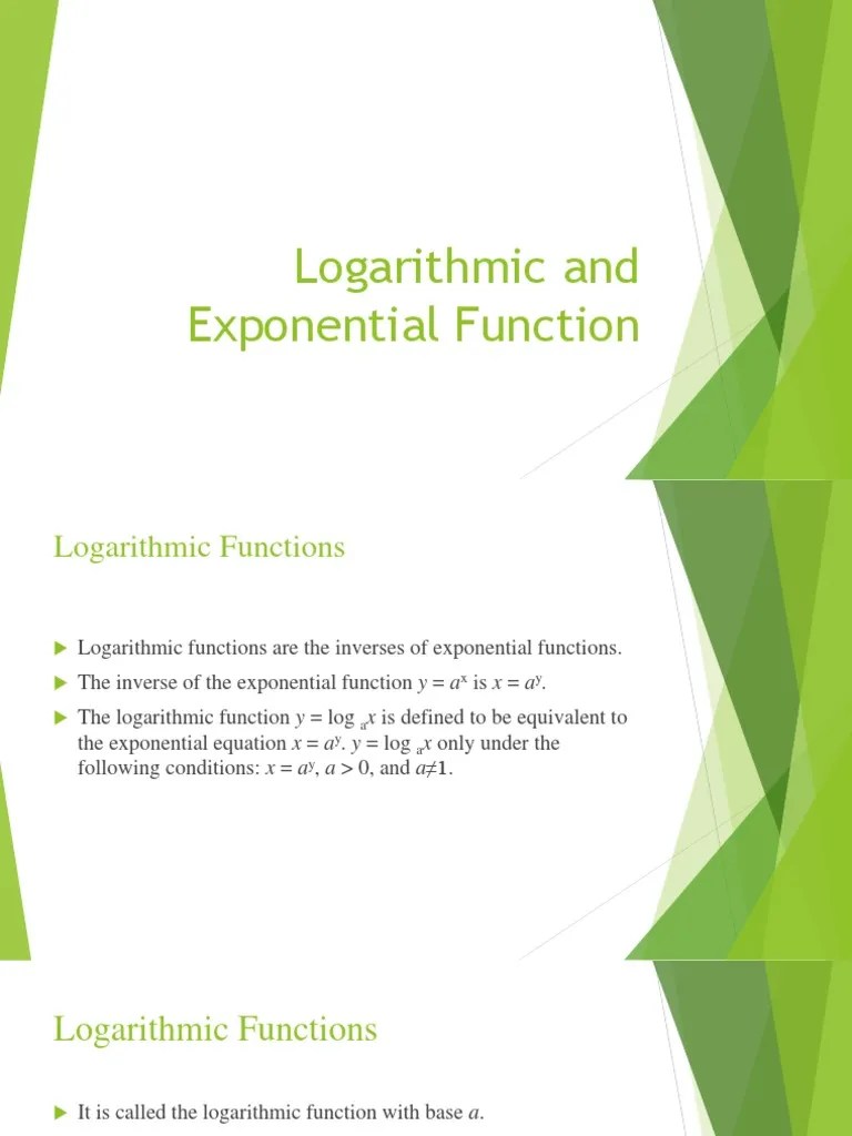 Logarithmic And Exponential Function | PDF | Logarithm | Function ...