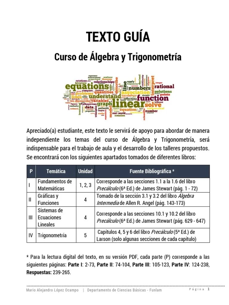 Paco el chato es una plataforma independiente que ofrece recursos de apoyo a los libros de texto de la sep y otras . Texto Guia Algebra Y Trigonometria 2017 2 Pdf Numeros Intervalo Matematicas