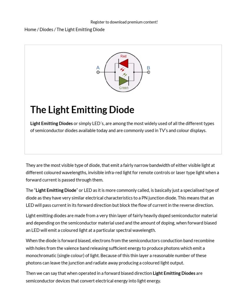 Light Emitting Diode Or The LED Tutorial PDF | PDF | Light Emitting Diode | Diode