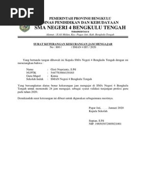 Contoh Surat Mutasi Guru Dari Kepala Sekolah Asal 