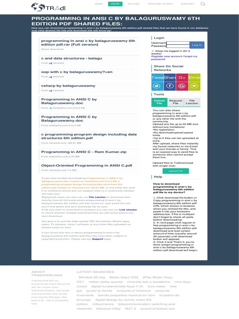 Programming In Ansi C By Balaguruswamy 6t PDF | PDF | Download ...