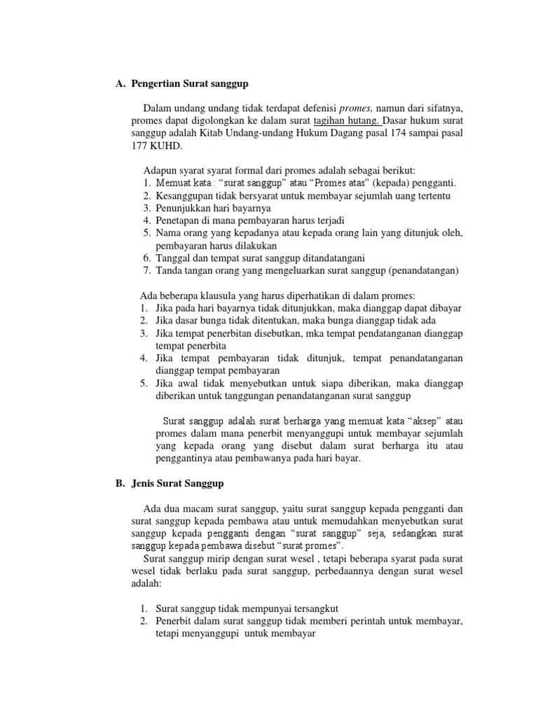 Dokumen ini memiliki kekuatan hukum. Pengertian Surat Sanggup