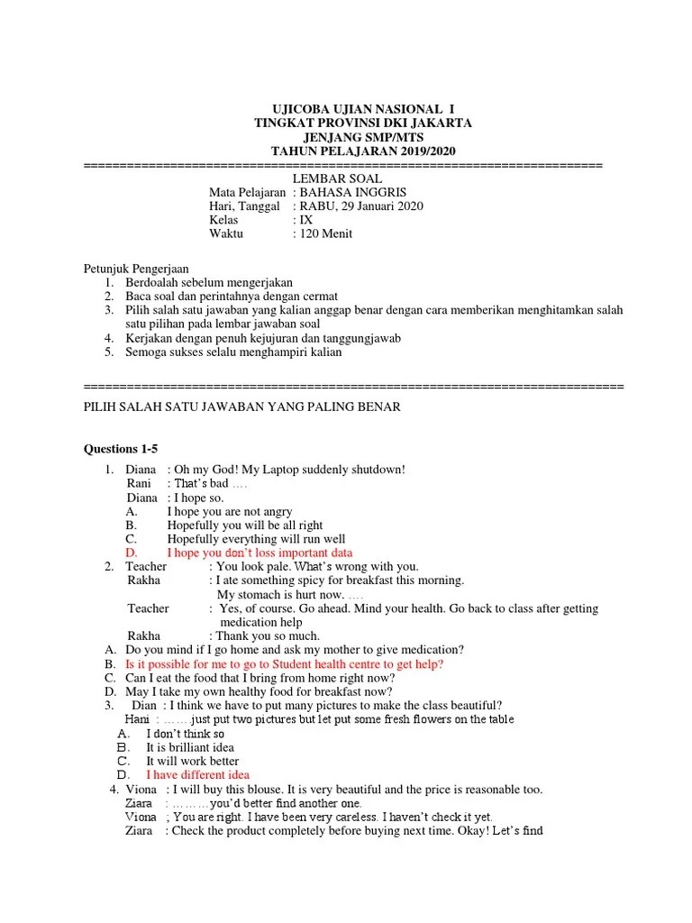 Puspita chairun nisa se.,mm hari: Soal Try Out Dki Jakarta 2014