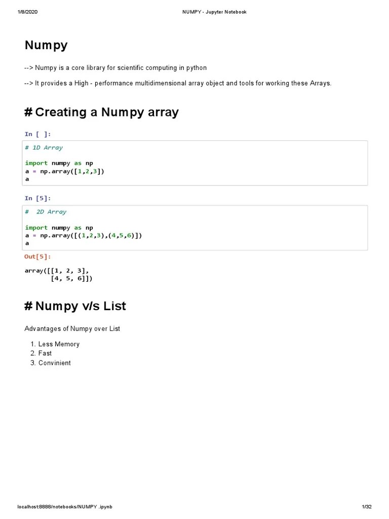 Introduction To NumPy: Core Concepts And Operations | PDF | Array Data ...