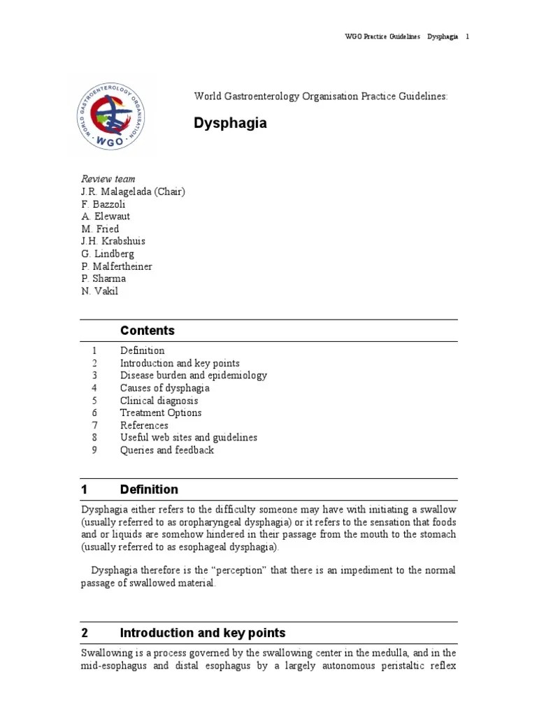 Dysphagia: Review Team | PDF | Esophagus | Gastroesophageal Reflux Disease