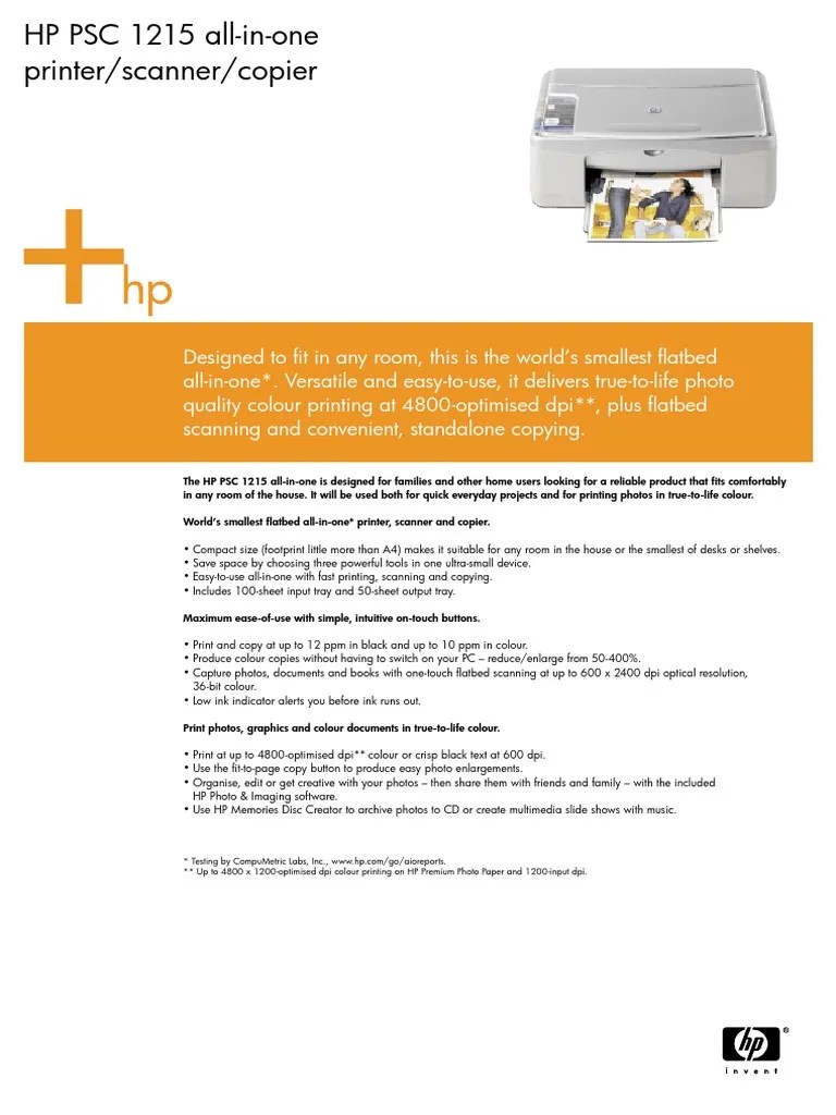 Software And Driver For Hp Psc 1215 Download : Psc1215 Image Scanner Printer Computing