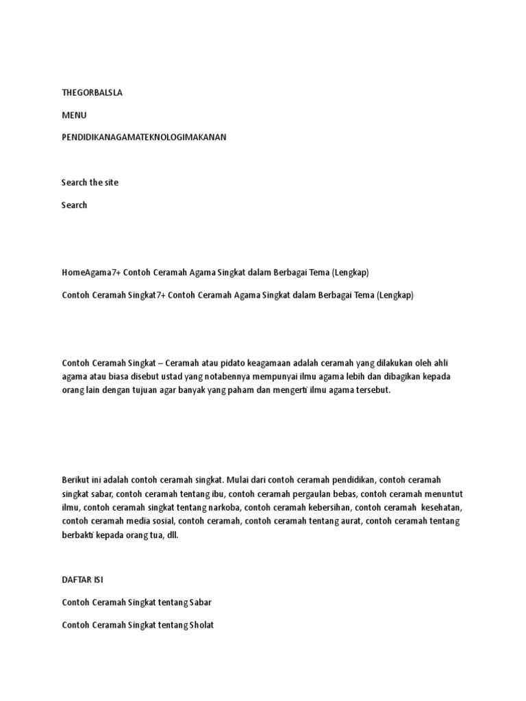 Ceramah Singkat Pdf Ceramah ini biasanya disampaikan ketika ada acara-acara keagamaan seperti Maulid Nabi Isra Miraj atau bahkan untuk acara.