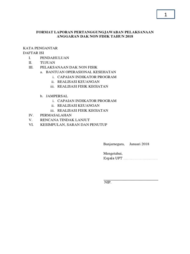 25, 14, dana alokasi khusus. Format Laporan Pertanggungjawaban Pelaksanaan Dak Non Fisik Pdf