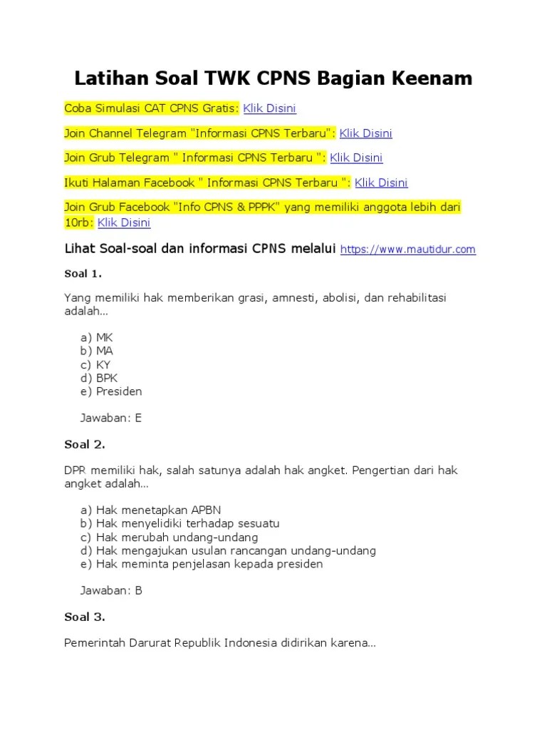 Soal TWK CPNS Bagian 6 | PDF
