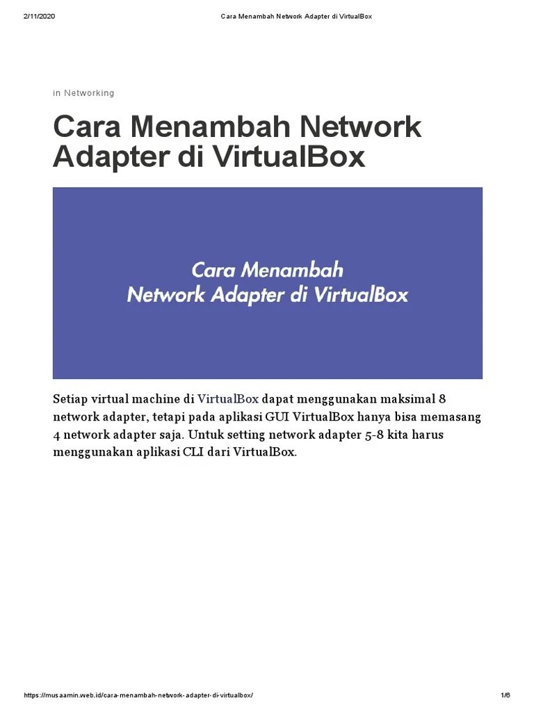 Cara Menambah Network Adapter Di VirtualBox PDF | PDF