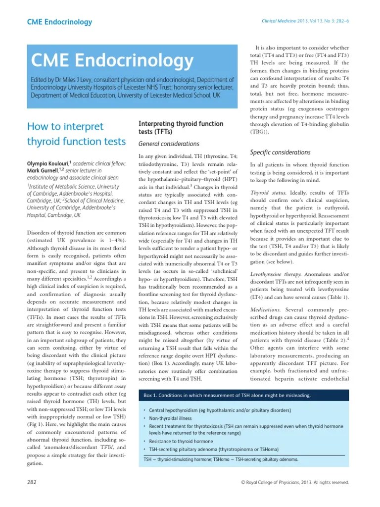 How To Interpret Thyroid Function Tests | PDF | Thyroid Stimulating ...