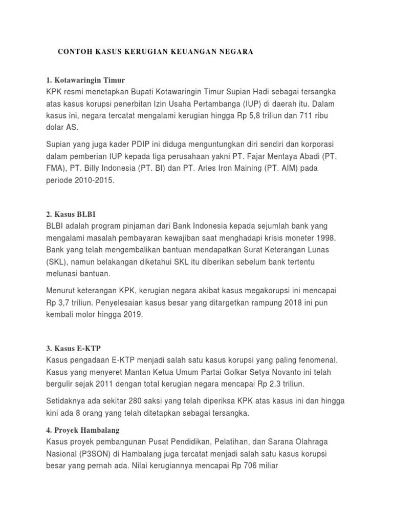 Contoh Kasus Tindak Pidana Korupsi | PDF
