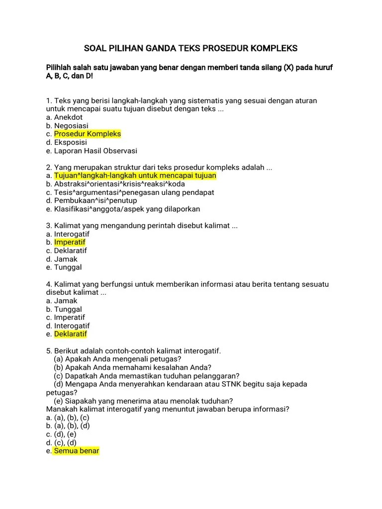 Maybe you would like to learn more about one of these? Soal Pilihan Ganda Teks Prosedur Kompleks