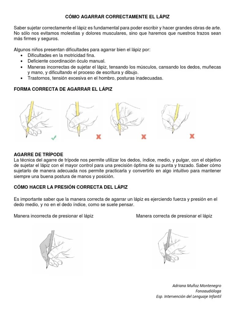 Cómo Agarrar Correctamente El Lápiz | PDF