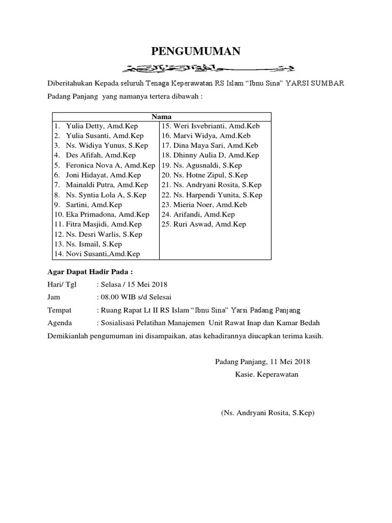 Pengumuman Inhouse 17 | PDF