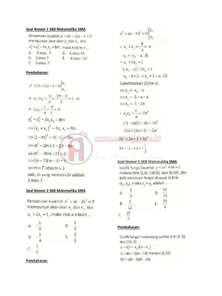 Contoh Soal SKB Guru Matematika SMA CPNS 2019 | PDF