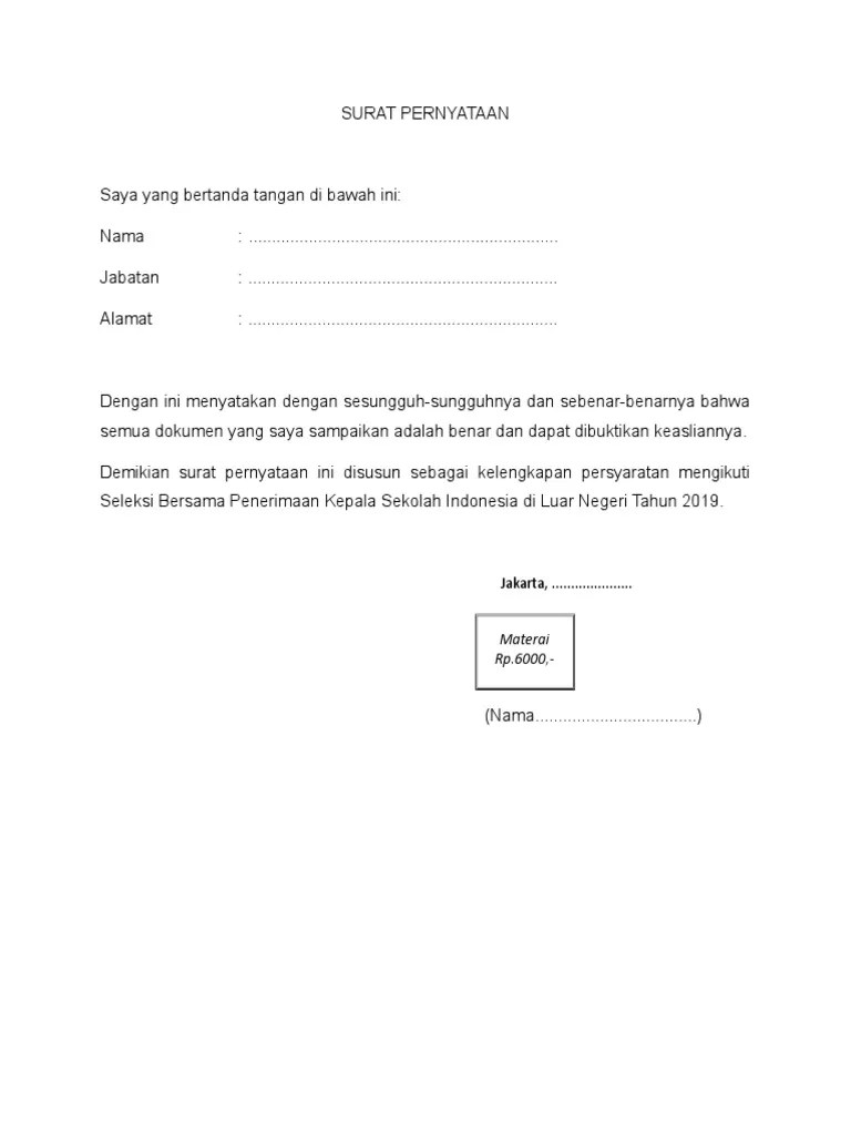 Segala data yang terdapat dalam dokumen permohonan ………………………… ini adalah benar dan sah. 03 Format Surat Pernyataan Keaslian Dokumen Pdf