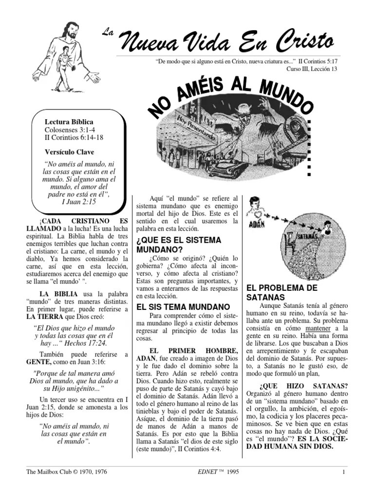 Nueva Vida En Cristo. - Leccion 13 | PDF | Cristo (título) | Satán
