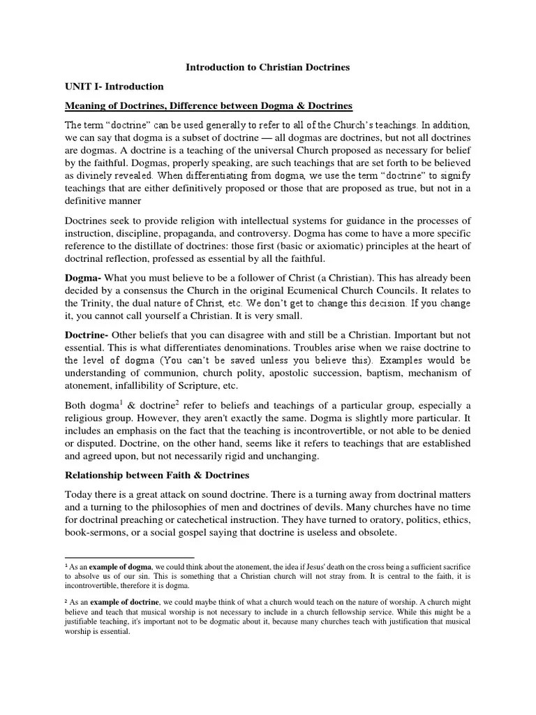 Introduction To Christian Doctrines - Class Notes | PDF | Christian Denomination | Trinity