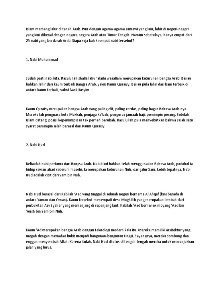 4 Nabi Bangsa Arab | PDF