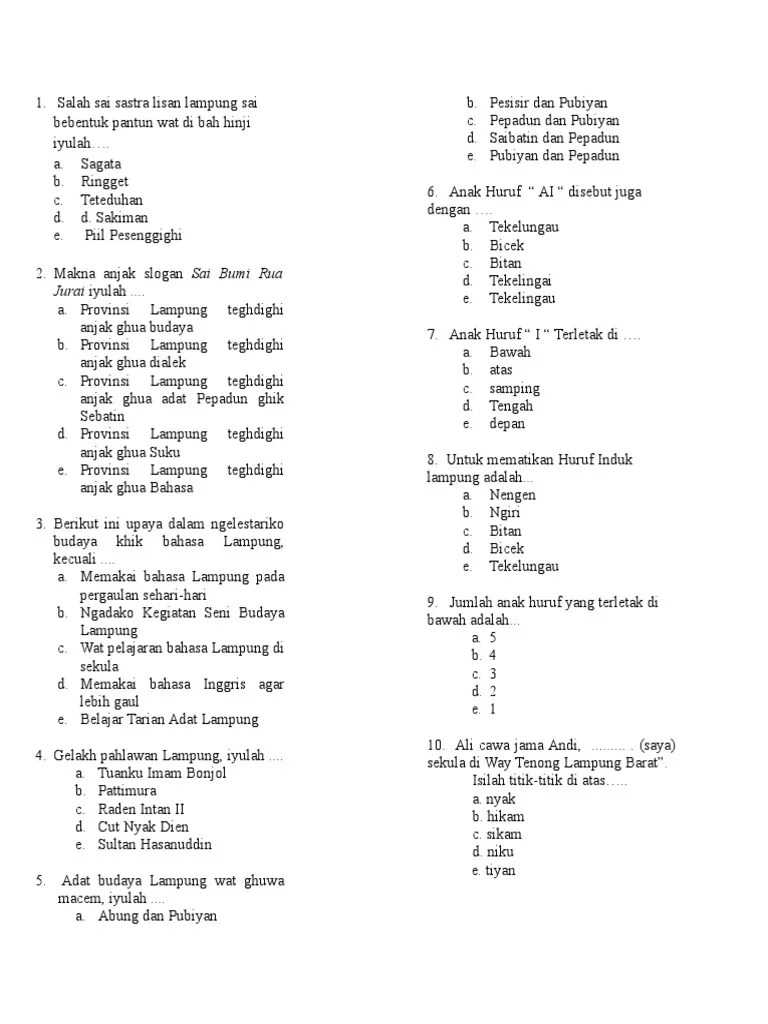 Soal B.lampung 20192020 Kelas X | PDF