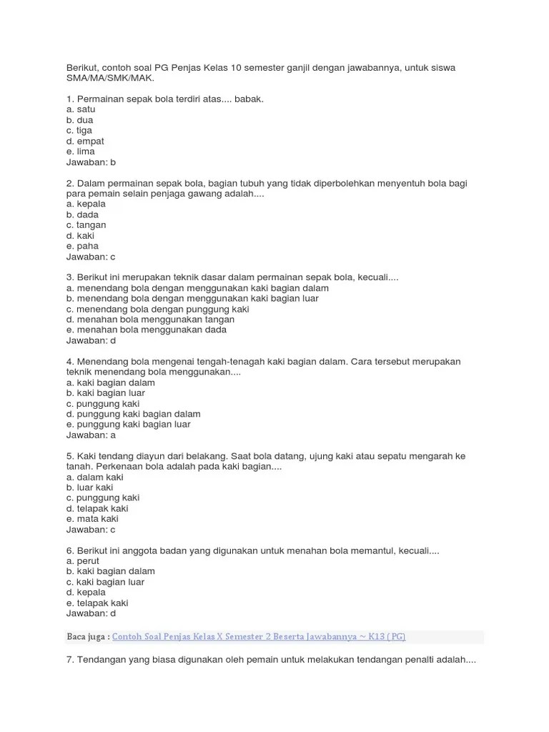 Soal Penjas Kelas 10 Ryan | PDF