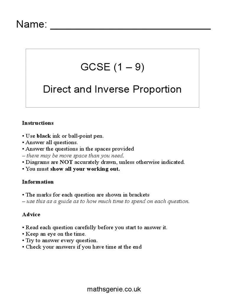 5 Direct And Inverse Proportion | PDF | Teaching Mathematics