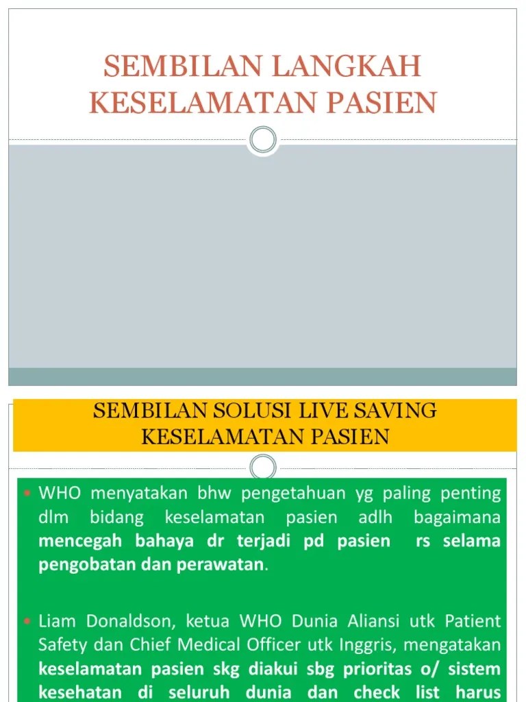 9 Langkah Keselamatan Pasien | PDF